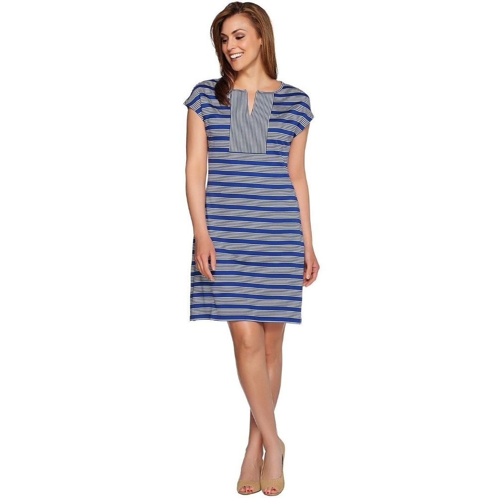 Isaac Mizrahi Live! Striped Knit Dress, Blue